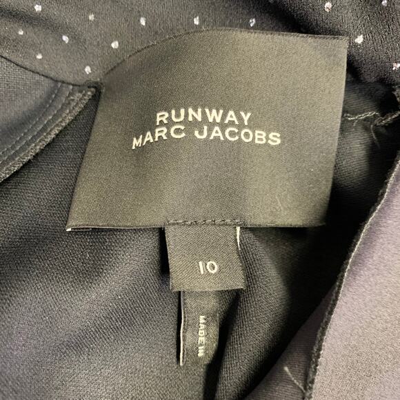 MARC JACOBS RUNWAY 10 Black Silver Dots Long Sleeve High Neck Bow A-Line Dress - Picture 7 of 7